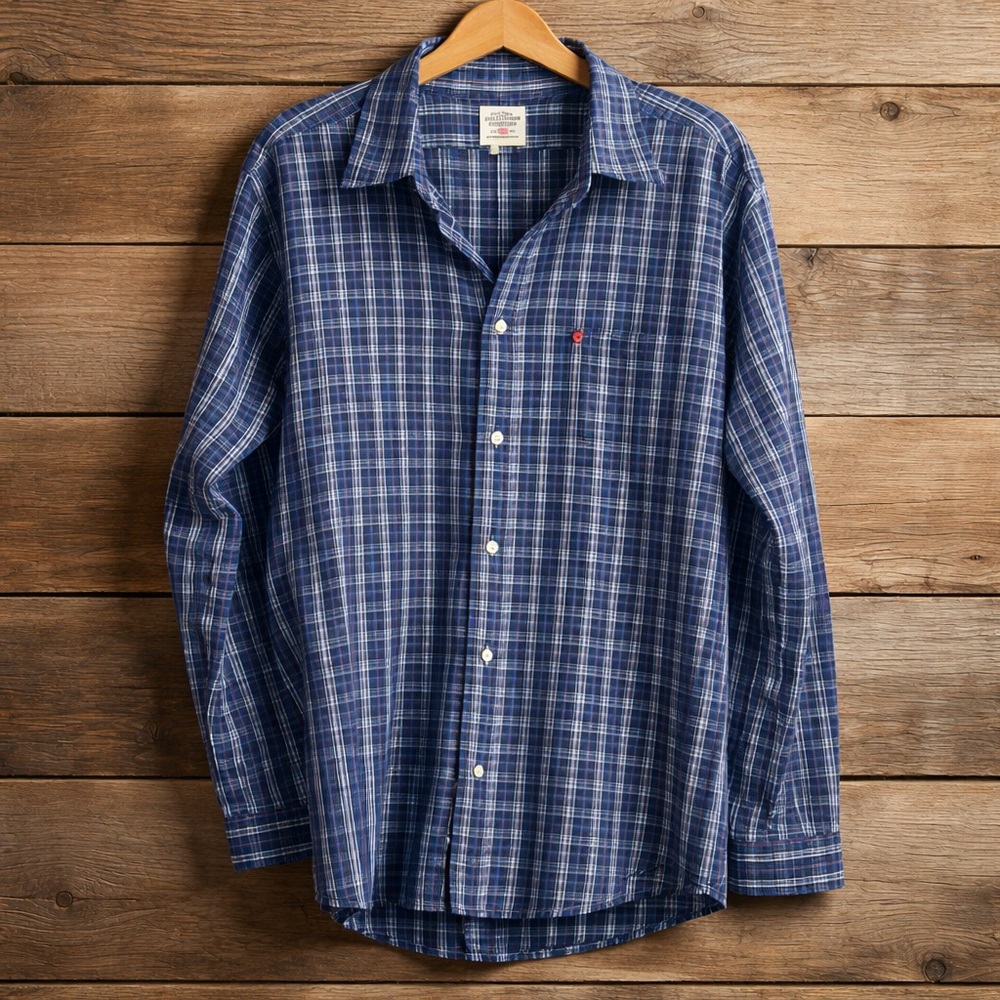 Ralph Lauren Mens Large Check Print Cotton Button Down Shirt